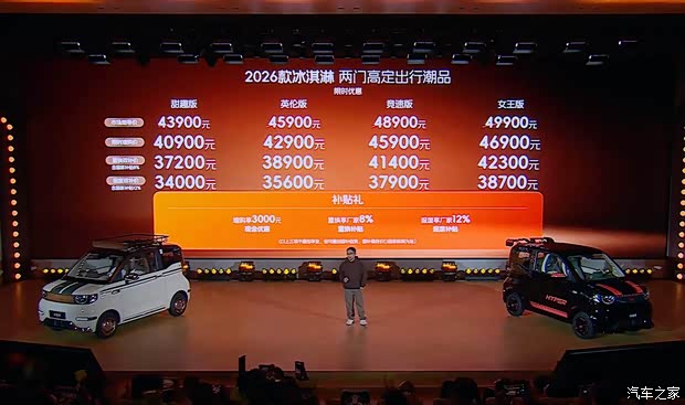 2026款奇瑞冰淇淋上市 报废双补价3.4万元起 复古风/赛道风多版本